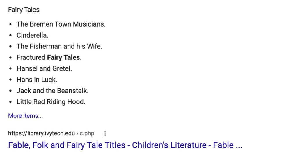 list of fairy tales
